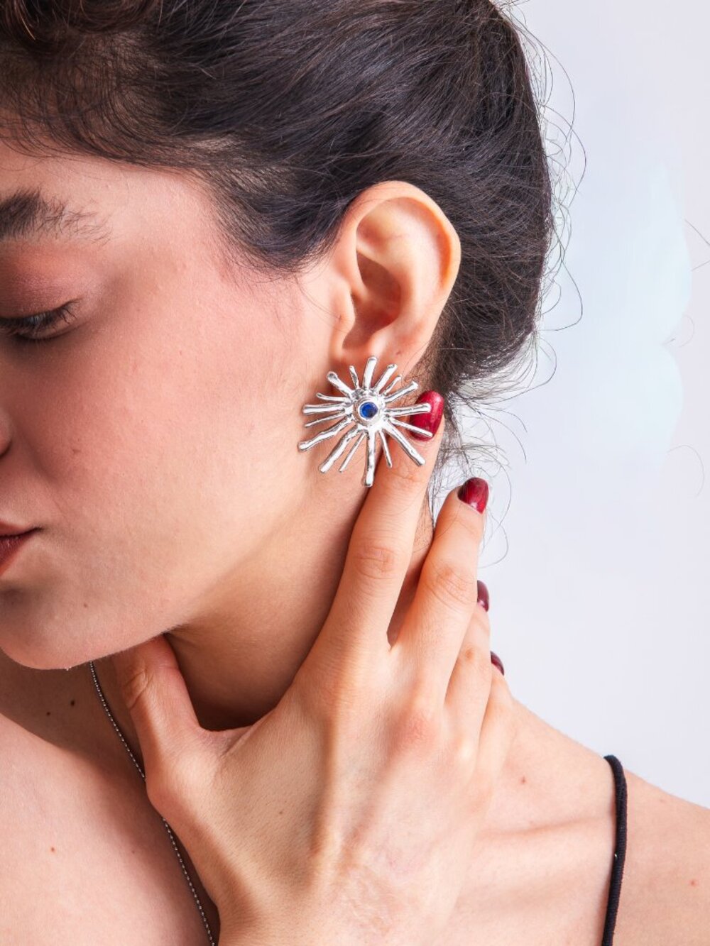 Solara Sunburst Earrings, Handmade Statement Jewelry, Organic Gold Plated Design